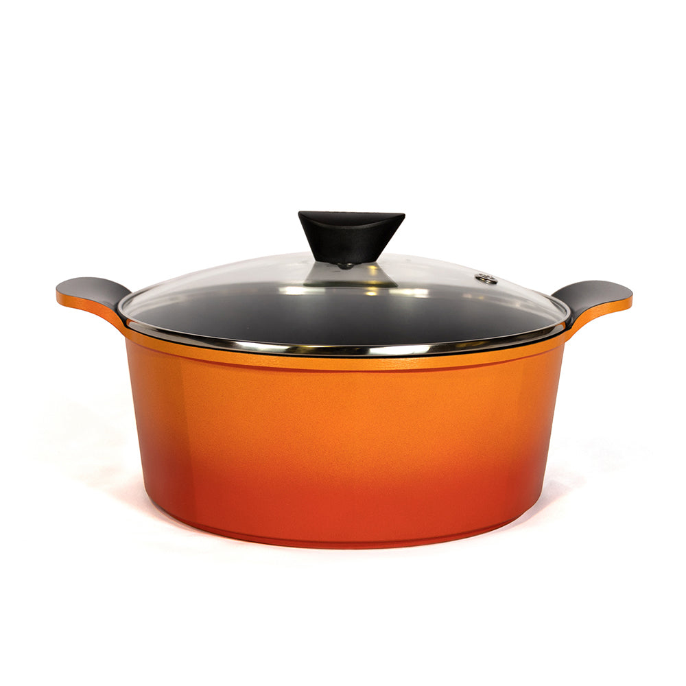 Neoflam Venn Orange Induction set 2 Piece Set 28cm Casserole and 26 Deep Casseroles