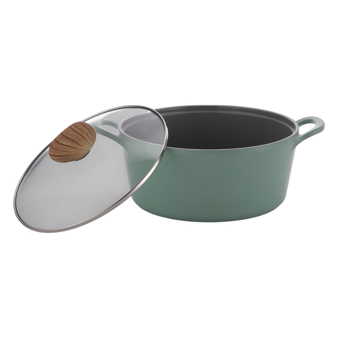 Neoflam Retro 22cm Stockpot Induction with Glass Lid Green Demer