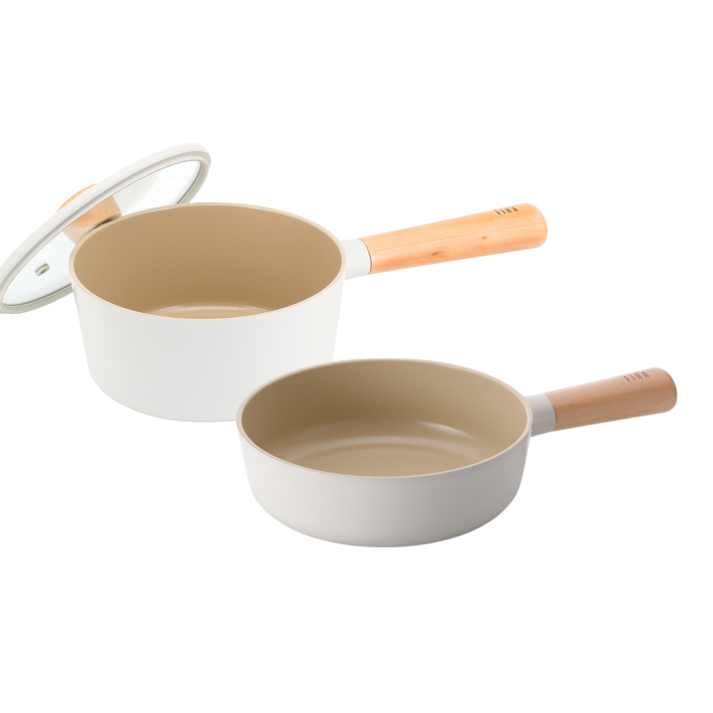 Neoflam Fika 18cm Saucepan and 18cm Wok pan set