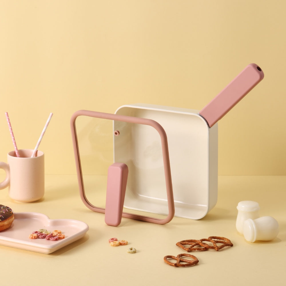 Neoflam Pippi 21cm pan with stand alon lid Induction ready Peach