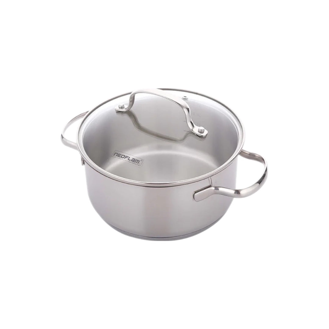 Neoflam Stainless Steel 20cm Stock pot with Glass lid