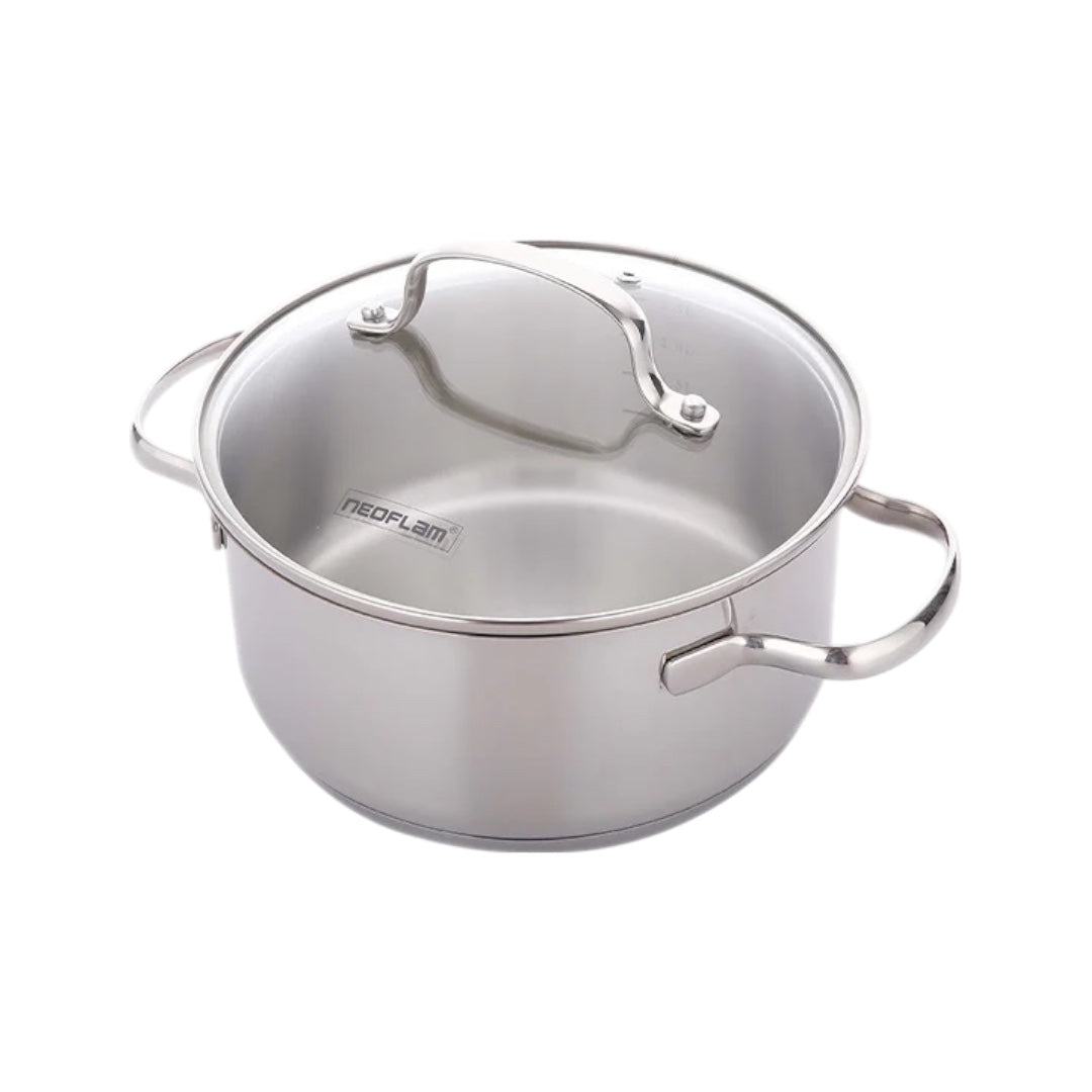 Neoflam Stainless Steel 24cm Stock pot with Glass lid