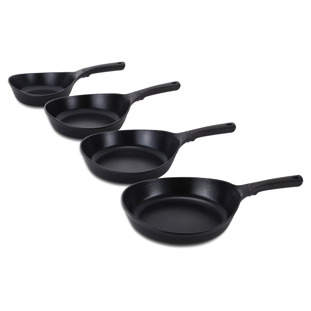 Neoflam Vulcan 24, 28cm  Frypans and 24, 28cm Woks Set Induction Black