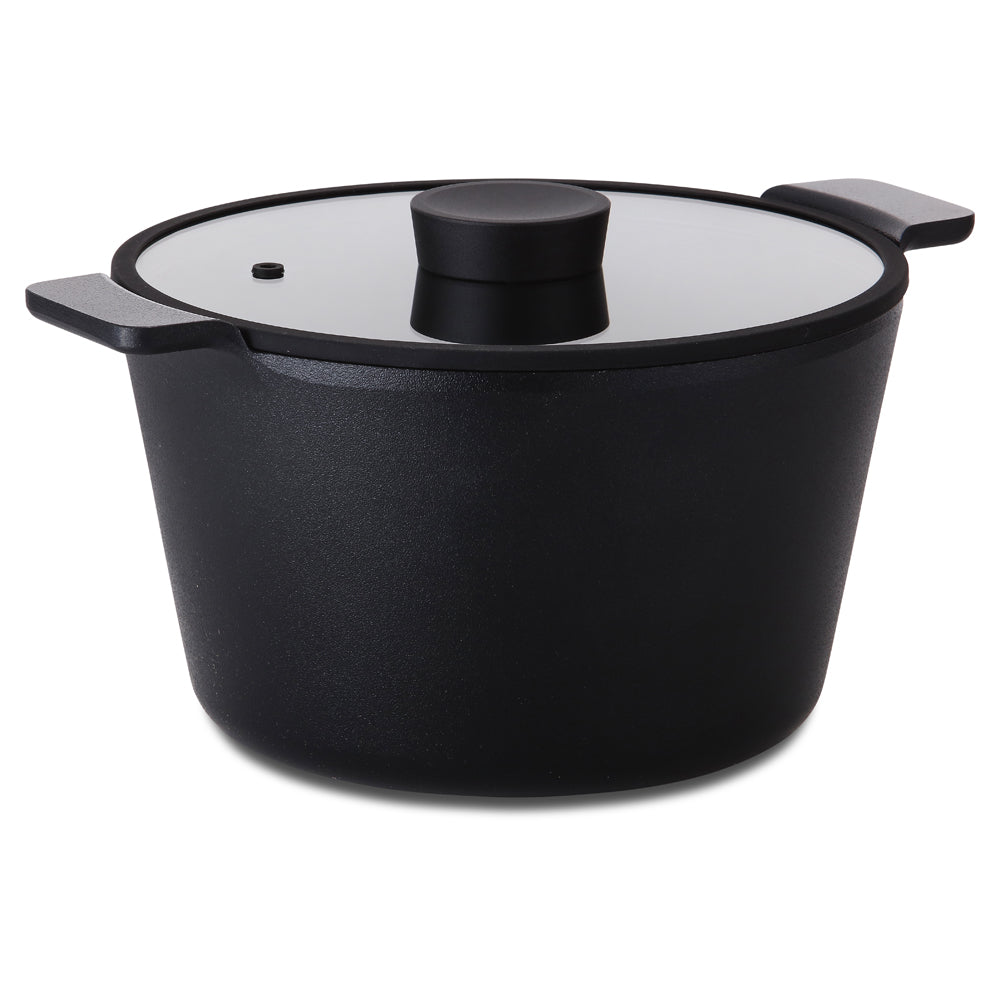 Neoflam Vulcan 26cm Deep casserole with glass lid Induction Black