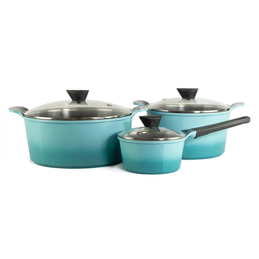 Neoflam Venn Turquoise Induction set 3 Piece 26, 32cm Casserole and 18cm Saucepan