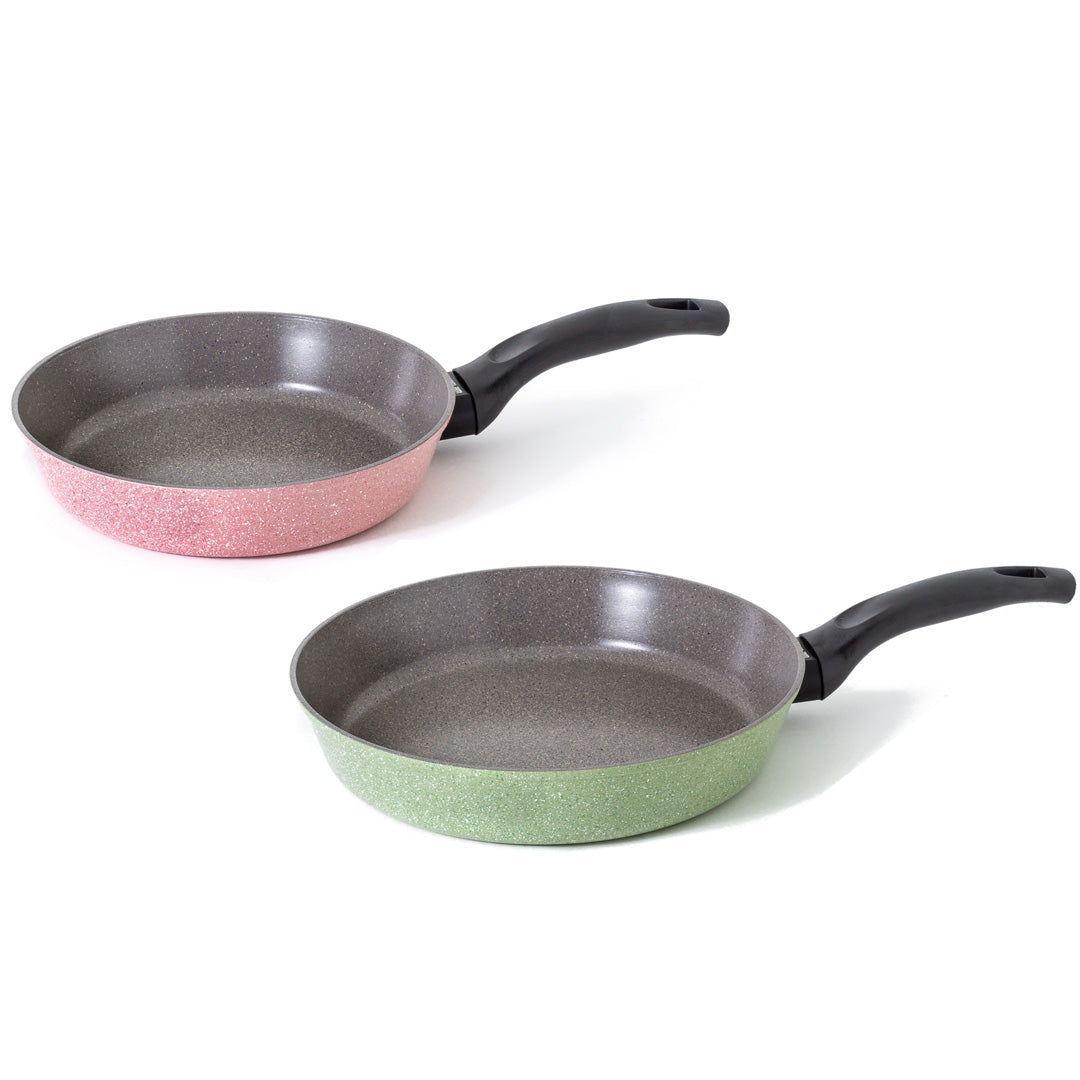 Neoflam Luke Hines 2 Piece Set 24cm & 28cm Frypan Induction Green & Pink Marble