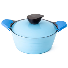 Neoflam Nature Chef Roca 20cm Casserole Induction with Die-Cast Lid and Glass Lid Light Blue