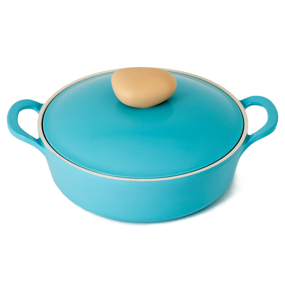 Neoflam Retro 4 Piece Set 18cm Saucepan 22cm Casserole 26cm Casserole & 26cm Low Casserole  Induction with Die-Cast Lid Mint