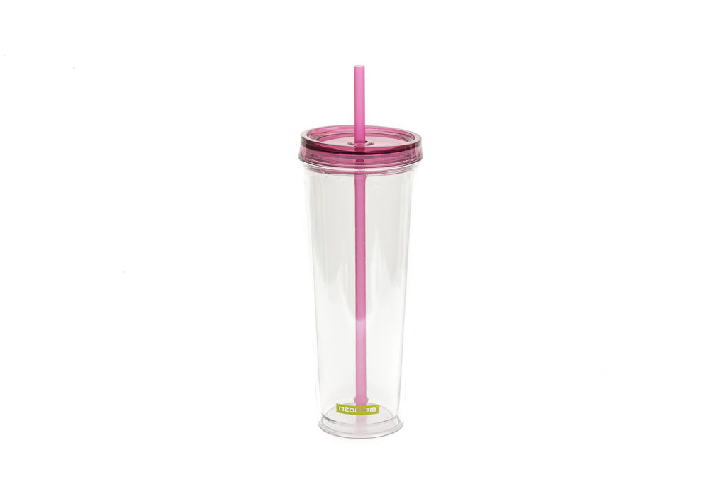 Neoflam Rever Double-Walled Hydration Cup with Straw 700ml Pink