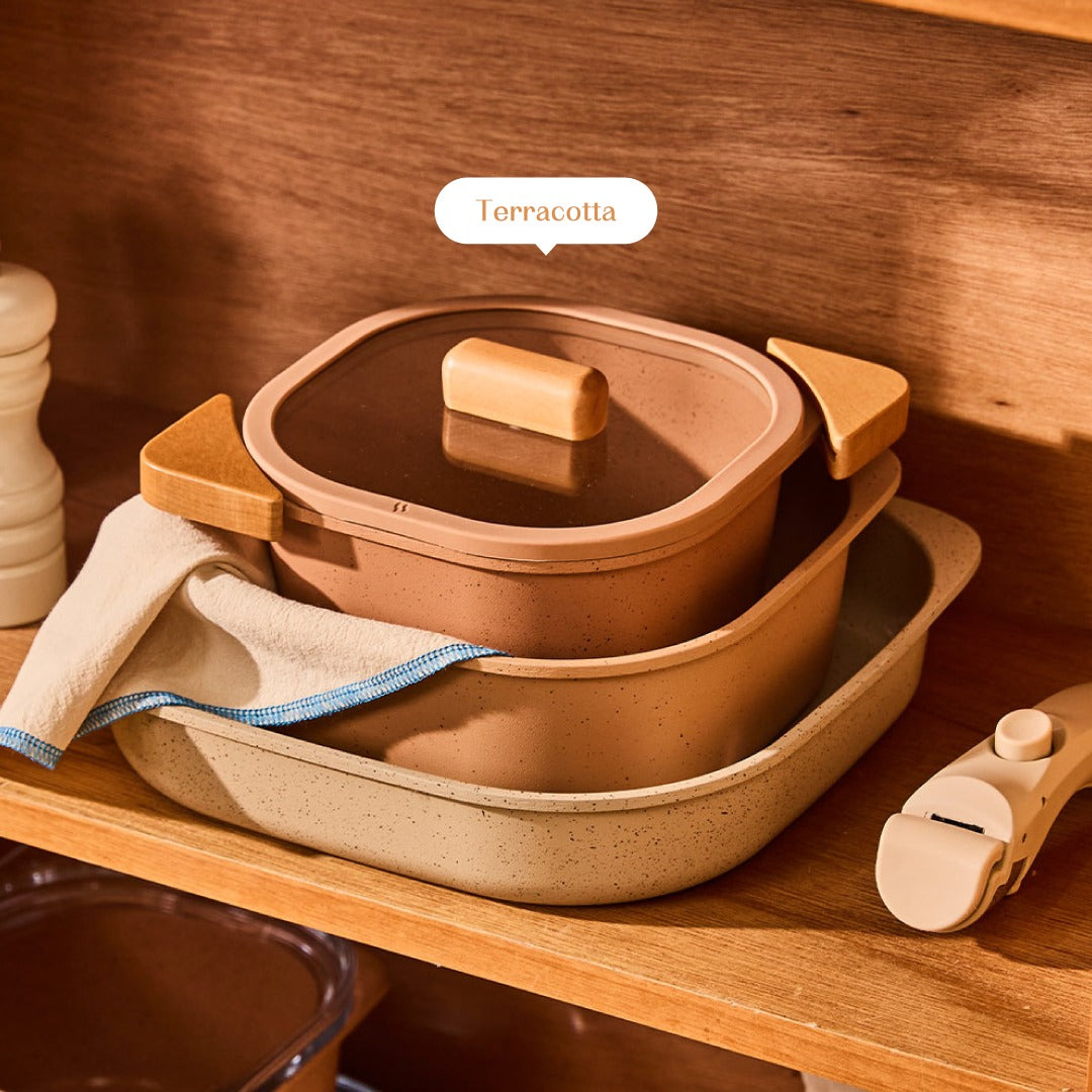 Neoflam FIKA Objet comfort cookware 7pcs set Terre Cotta
