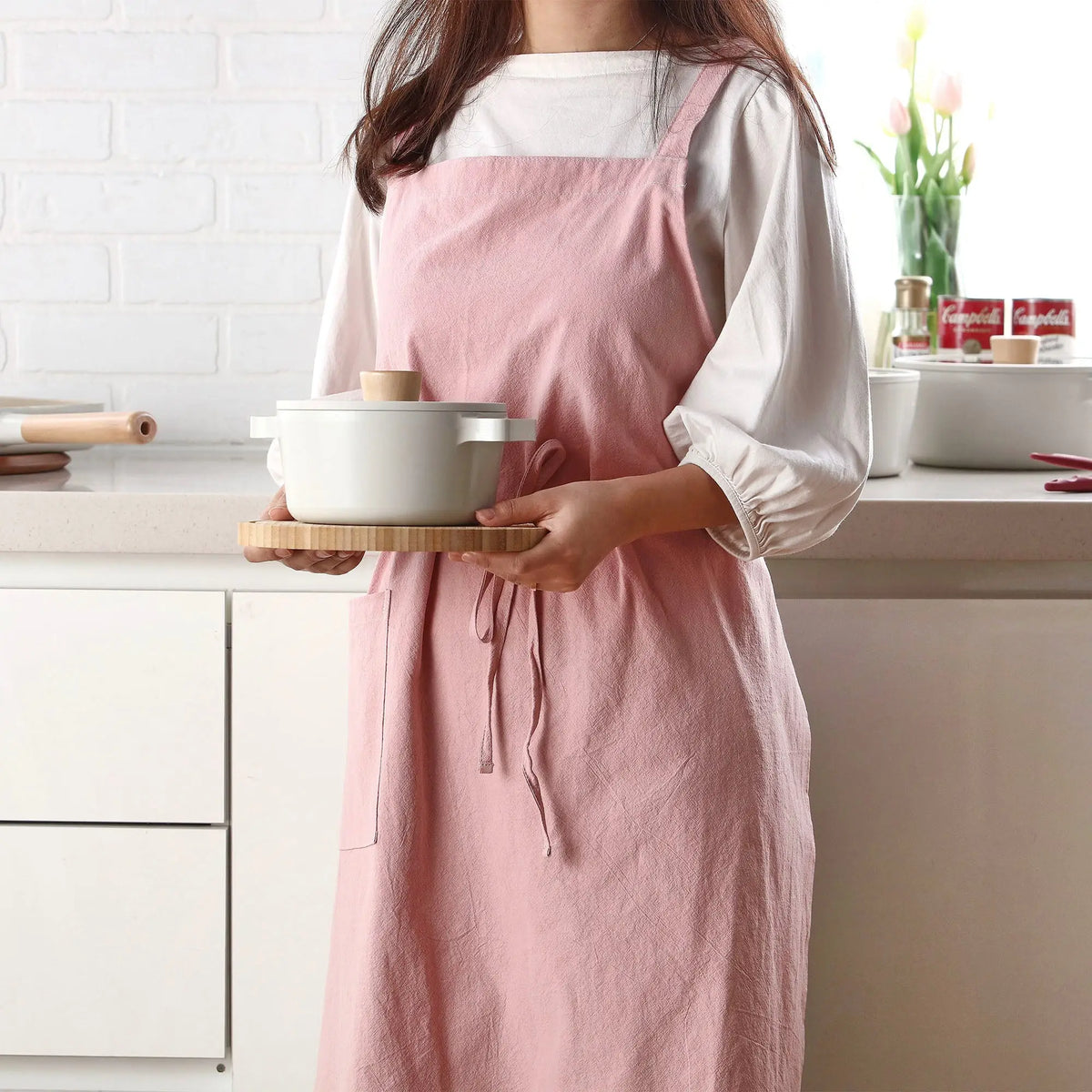 Neoflam Fika Apron made from 100% Cotton Peach Pink