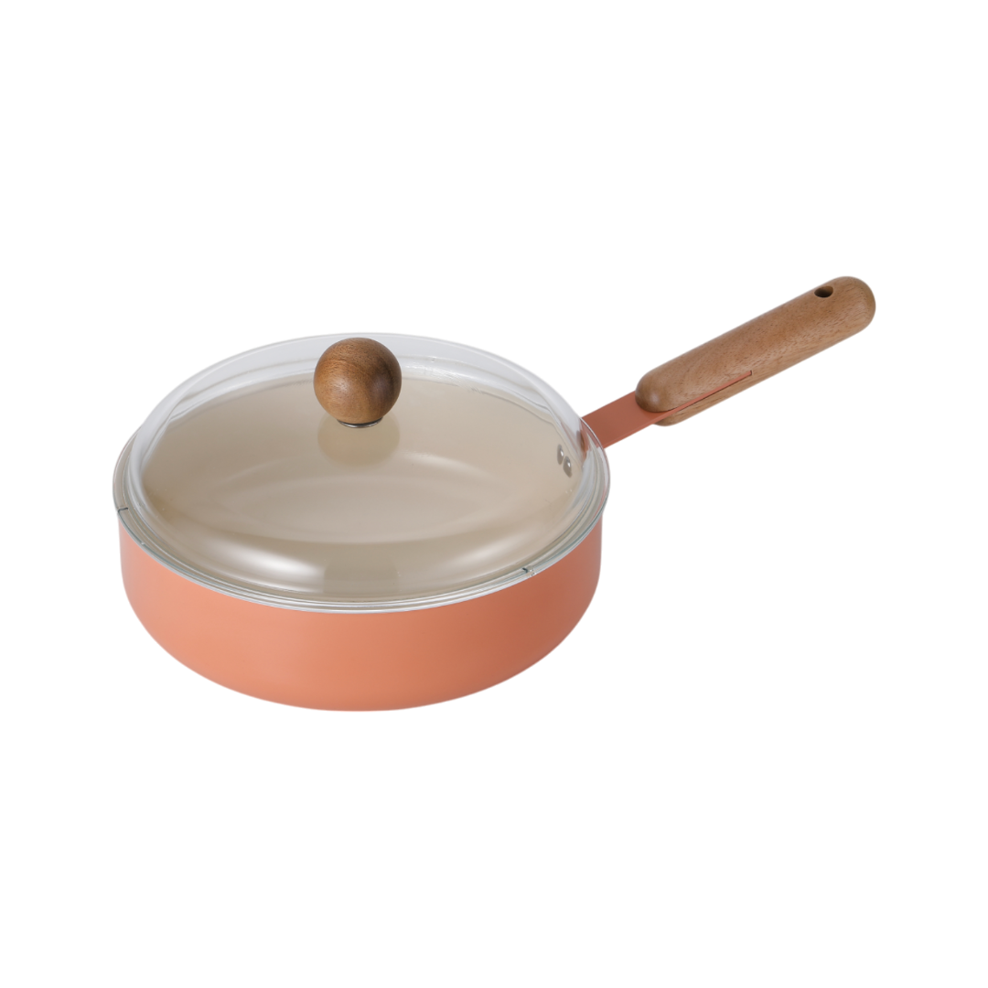 Neoflam Atelier 24cm Wok pan Induction with glass lid Orange