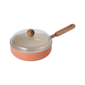 Neoflam Atelier 24cm Wok pan Induction with glass lid Orange