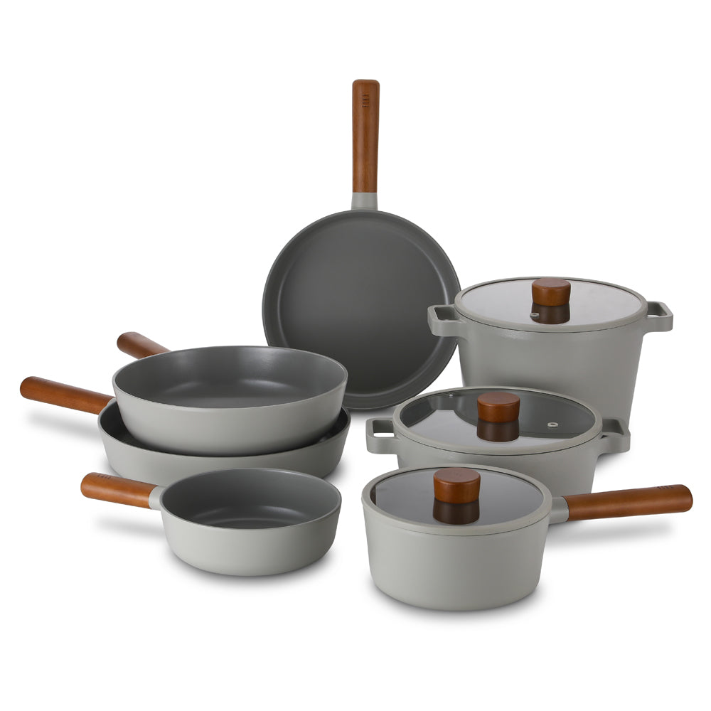 Neoflam Fika Midas Plus Collection 7pc Cookware Set | Stovetop Induction Compatible (ivory)