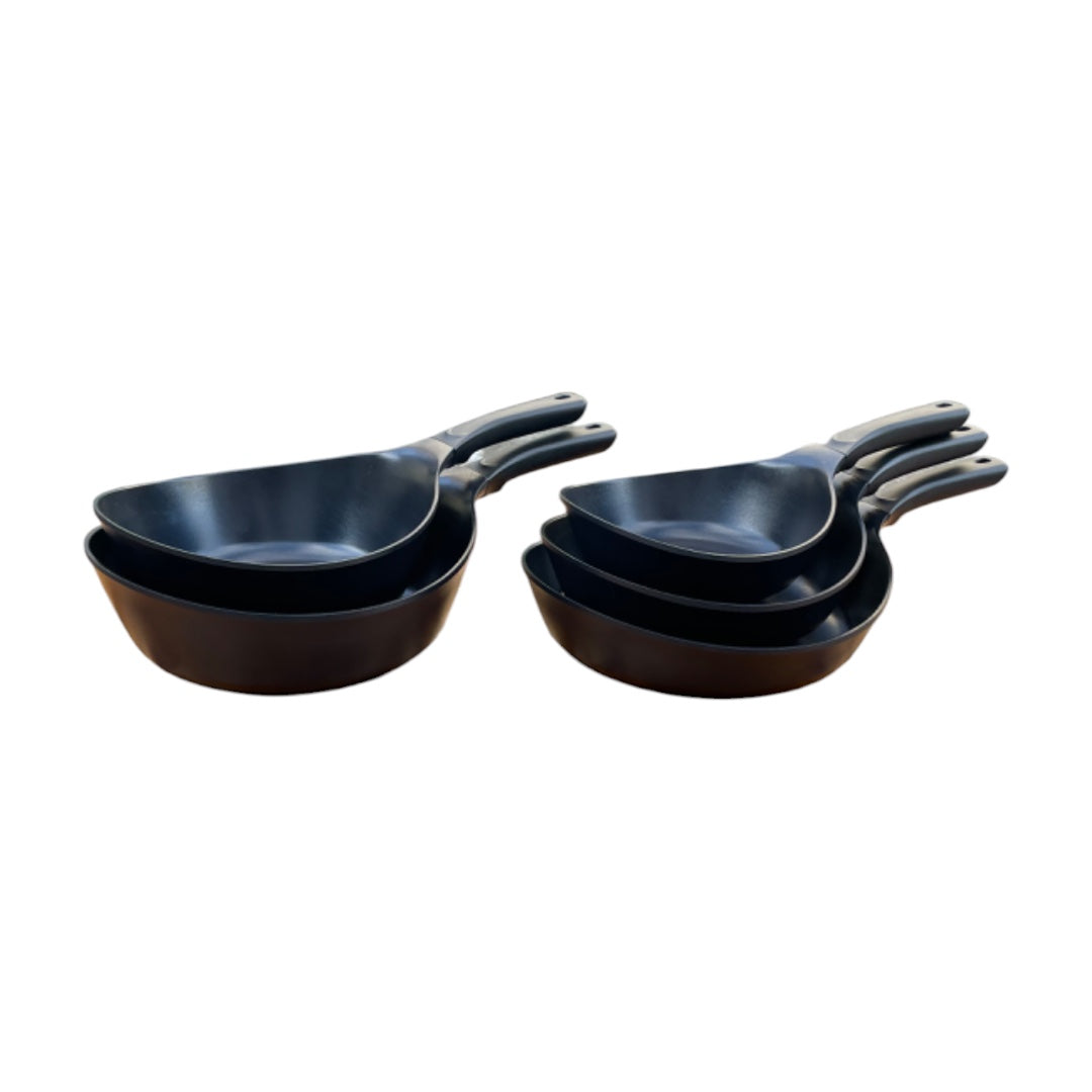 Neoflam Vulcan 20, 24, 28cm  Frypans and 24, 28cm Woks Set Induction Black