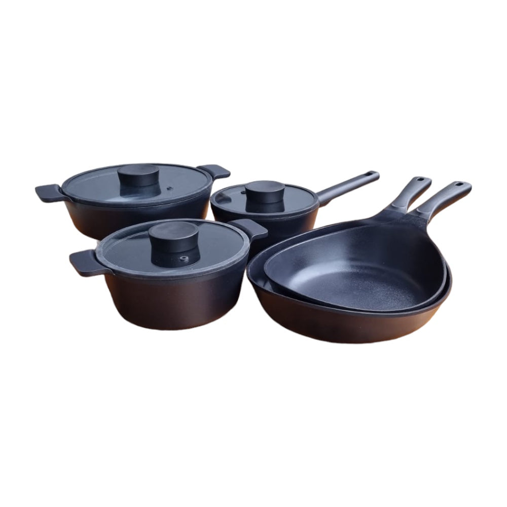 Neoflam Vulcan small se 24, 28cm Frying pan, Saucepan and 20, 24cm Casserole Set - Induction Black