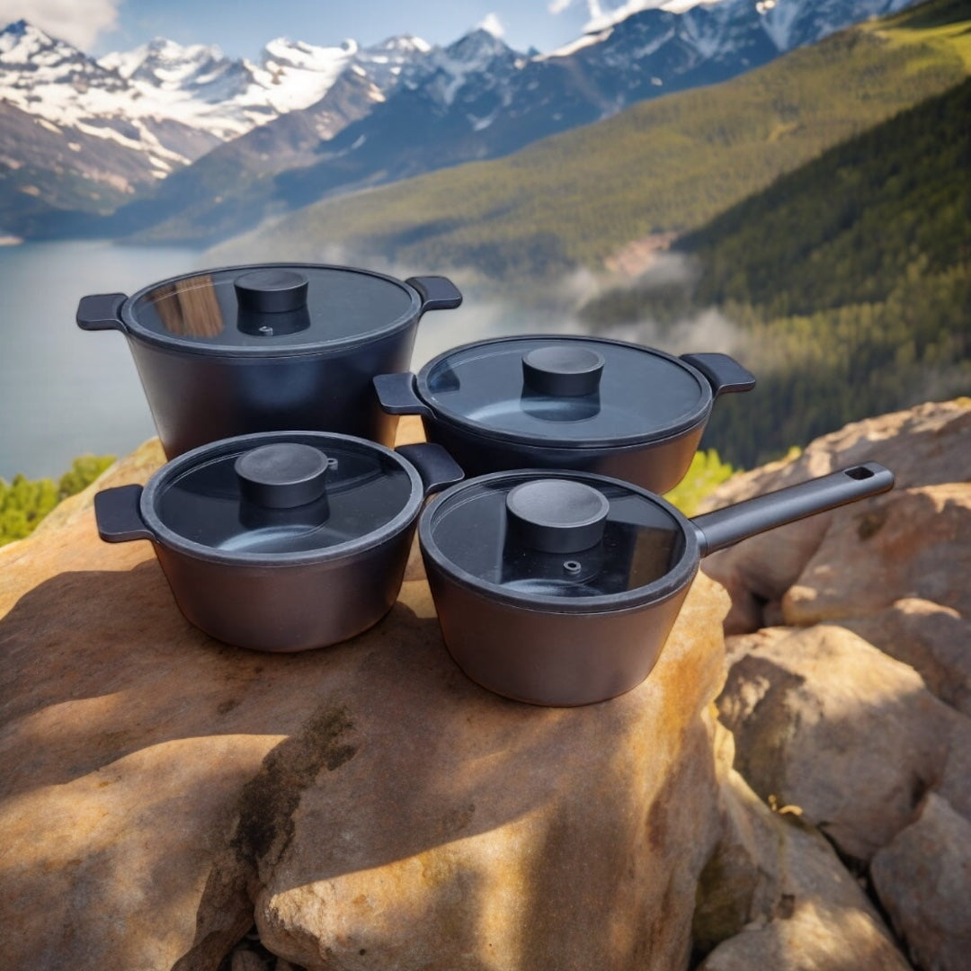 Neoflam Vulcan 18cm Saucepan and 20, 24, 26cm stockpot set