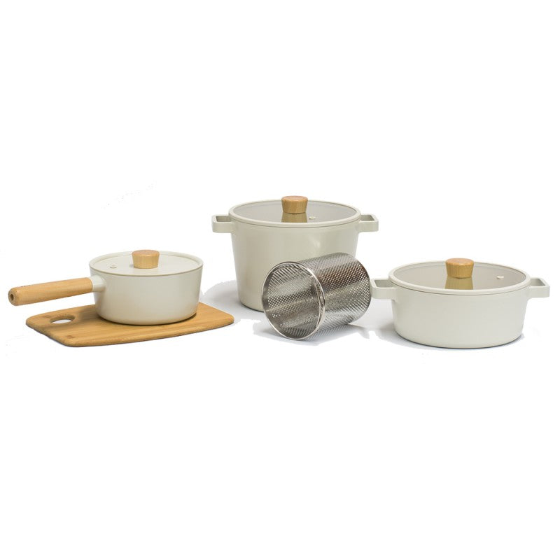 Neoflam Fika Induction 4pc Set 3 Stockpot with Silicon Rim Glass Lid