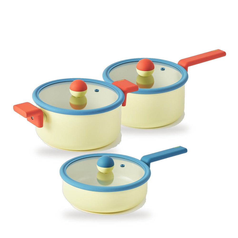 Neoflam Danish Set of 3 18cm Saucepan, 20cm Stockpot, 20cm Multi pan Induction