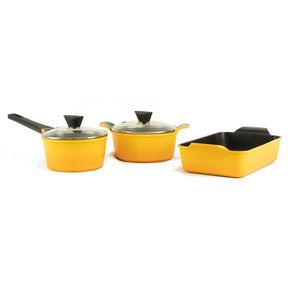 Neoflam Venn Yellow set 3 Piece 20cm, 18cm Saucepan and small Roaster