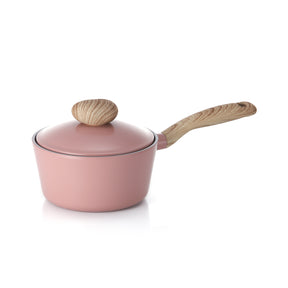 Neoflam Retro 4 Piece Set 18cm Saucepan, 22cm,  26cm Casserole & 26cm Low casserole Induction Pink Demer