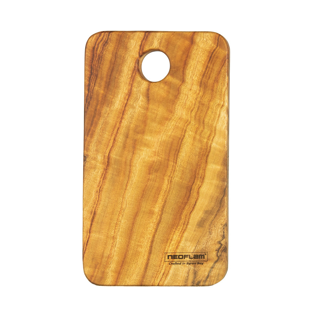 Neoflam Camphor laurel Long cheese plate with hole hand made in Byron bay