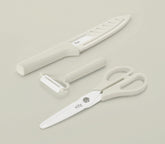 Neoflam Bebe 3pcs kitchen tools set Ceramic knife, Peeler, Scissors White