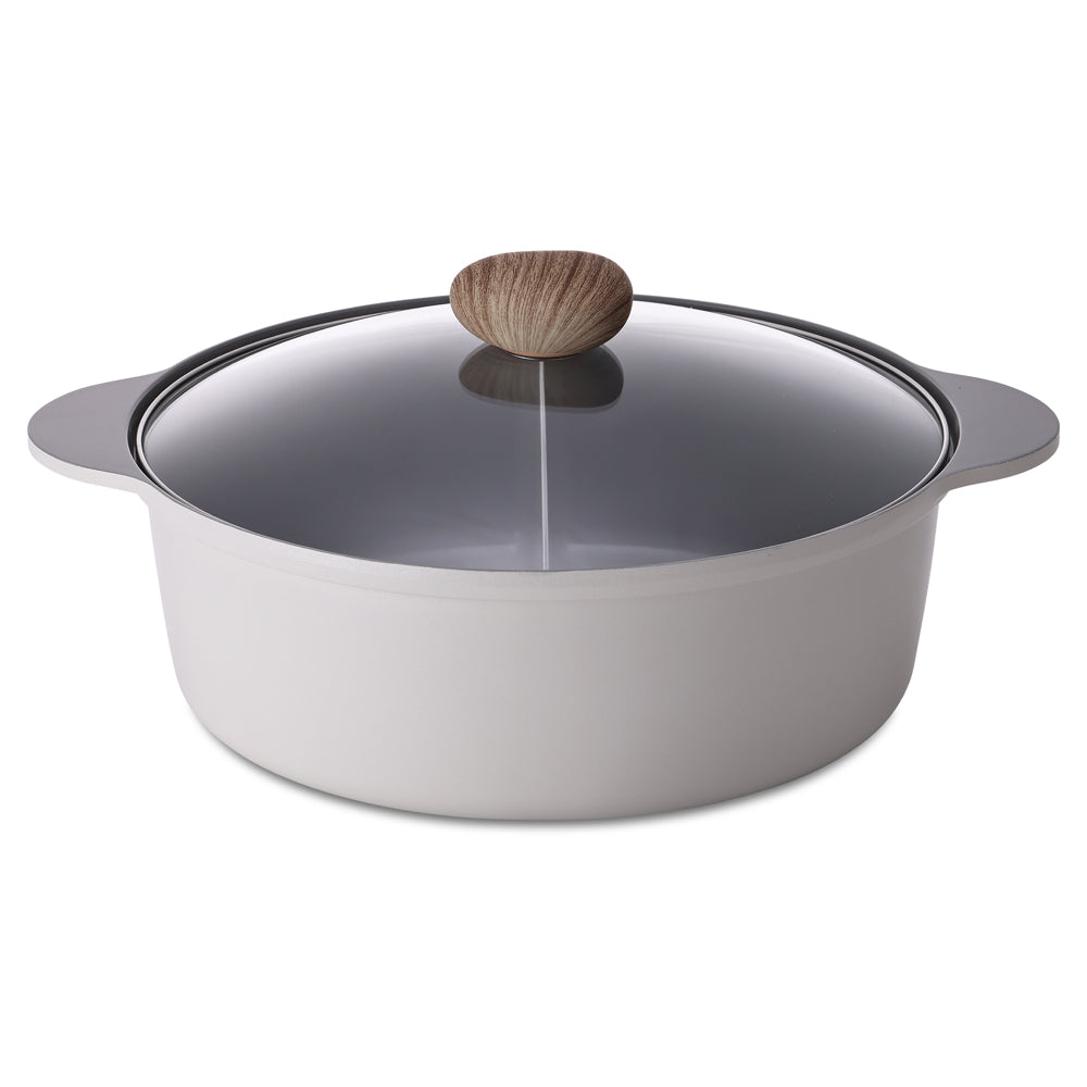 Neoflam Divided 30cm casserole 5.8L Induction with divided steamer White
