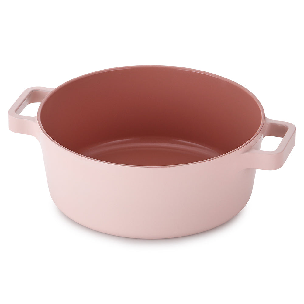 Neoflam Fika 22cm Stockpot Induction with Silicon Rim Glass Lid Pink