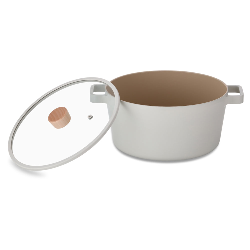 Neoflam Fika 26cm Stockpot Induction with Silicon Rim Glass lid