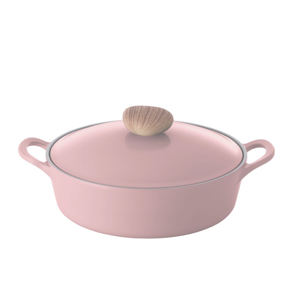 Neoflam Retro 26cm Low stockpot Induction with Die-Cast Lid Pink Demer
