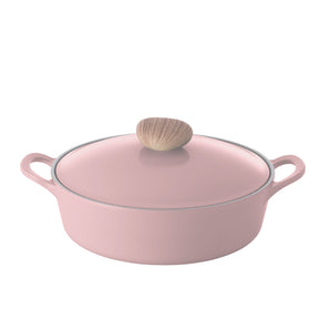 Neoflam Retro 4 Piece Set 18cm Saucepan, 22cm,  26cm Casserole & 26cm Low casserole Induction Pink Demer