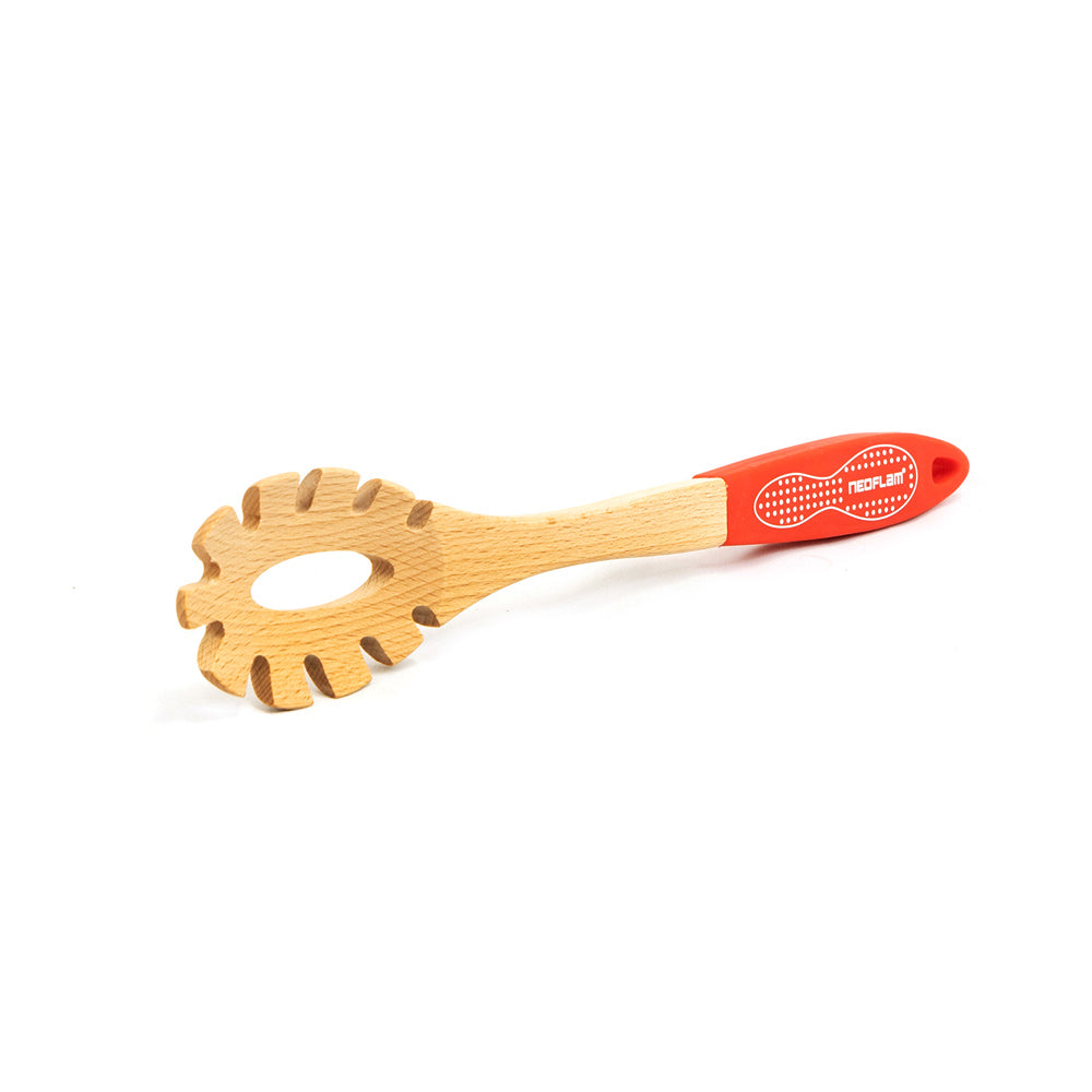 Neoflam Beechwood Spaghetti Spoon with Red Silicon Handle