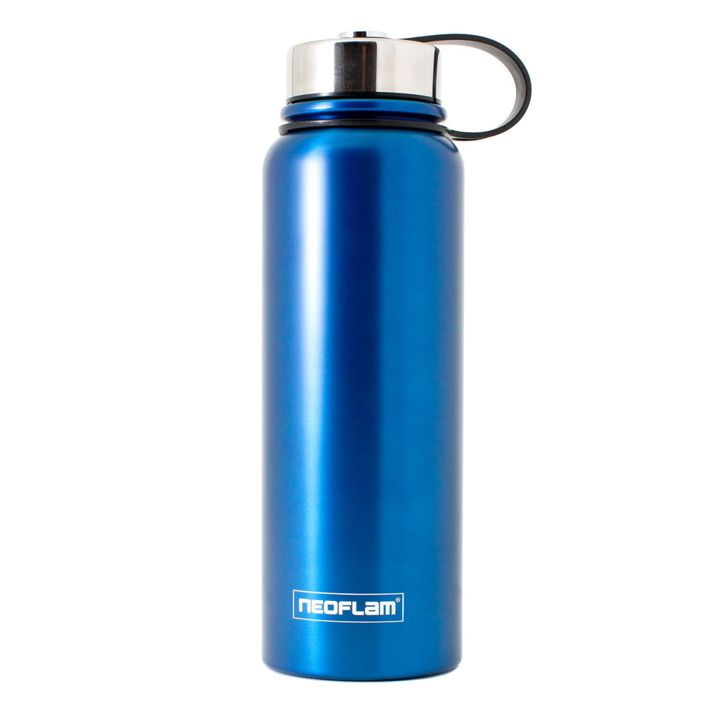 1.2L Neoflam All Day Stainless Steel Double Walled and Vacuum Insulated Water Bottle Blue Metal
