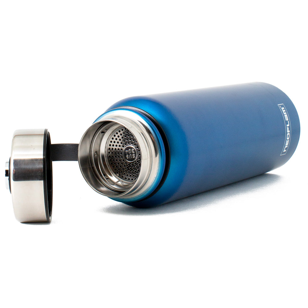 1.2L Neoflam All Day Stainless Steel Double Walled and Vacuum Insulated Water Bottle Blue Metal