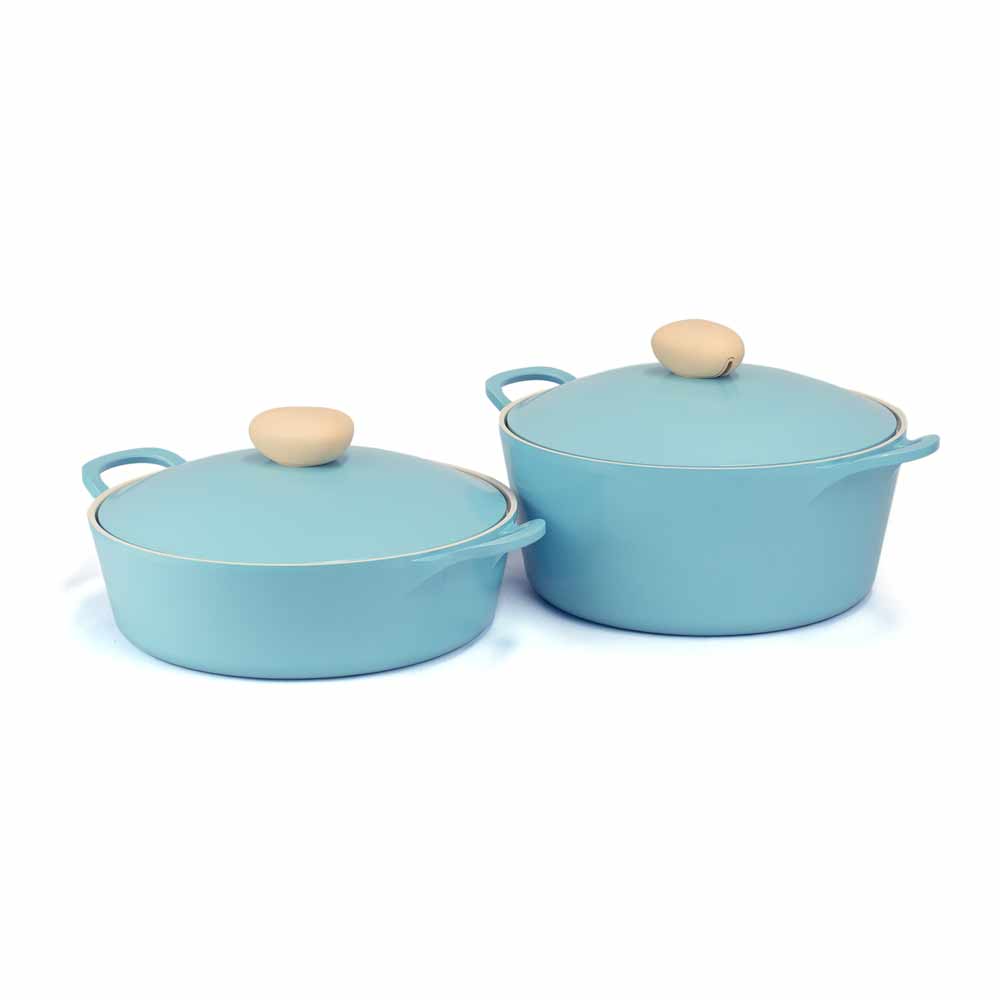 Neoflam Retro 2 Piece Set 26cm Low  & 26cm Stockpot Induction with Die-Cast Lid Mint