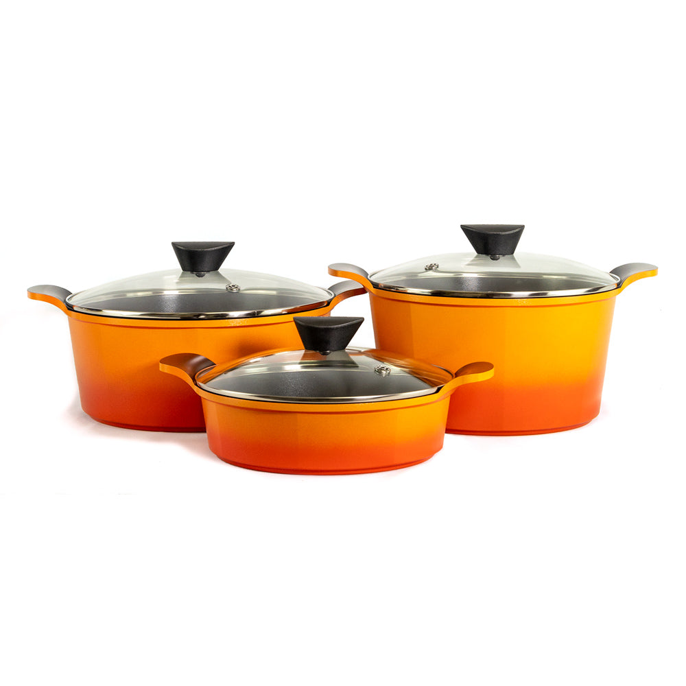 Neoflam Venn Orange Induction set 3 Piece Set 26, 28  24 Low Casseroles