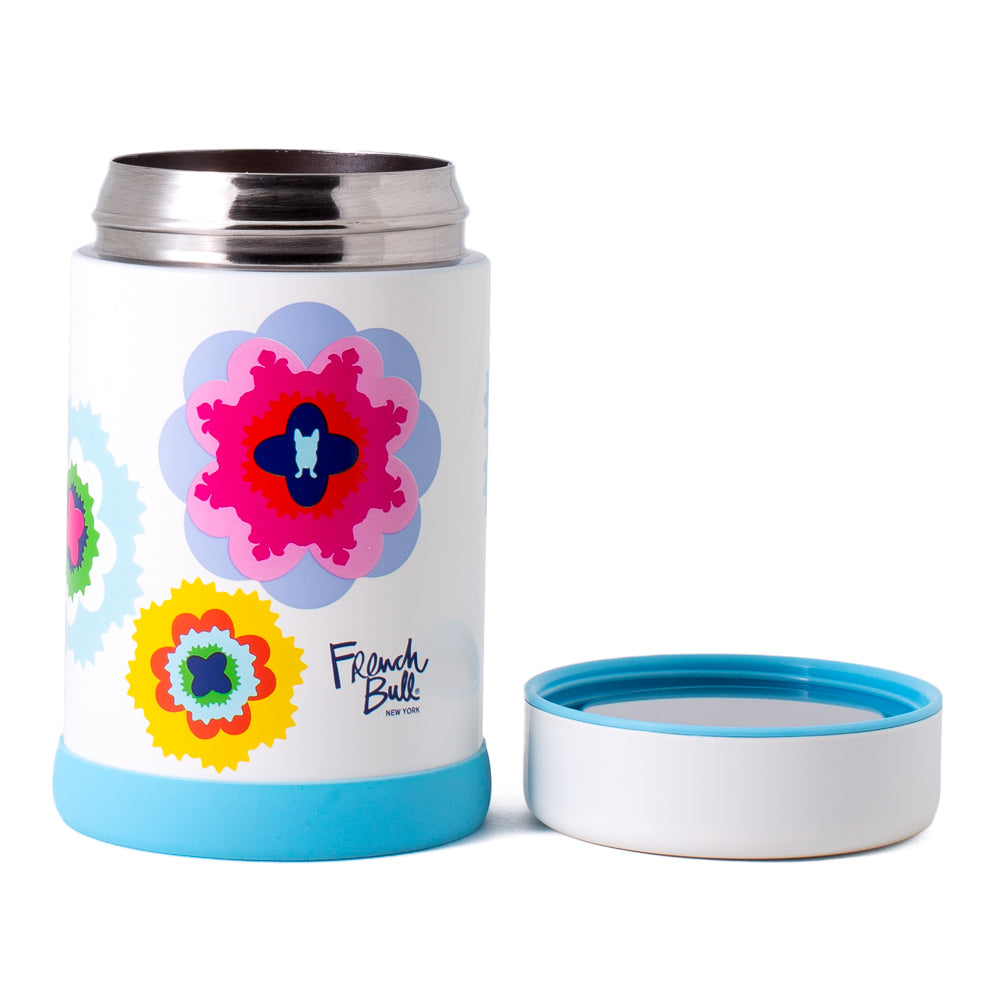 French Bull Stainless Steel Food Jar 500ml Double Walled with BPA Free Lid Flower