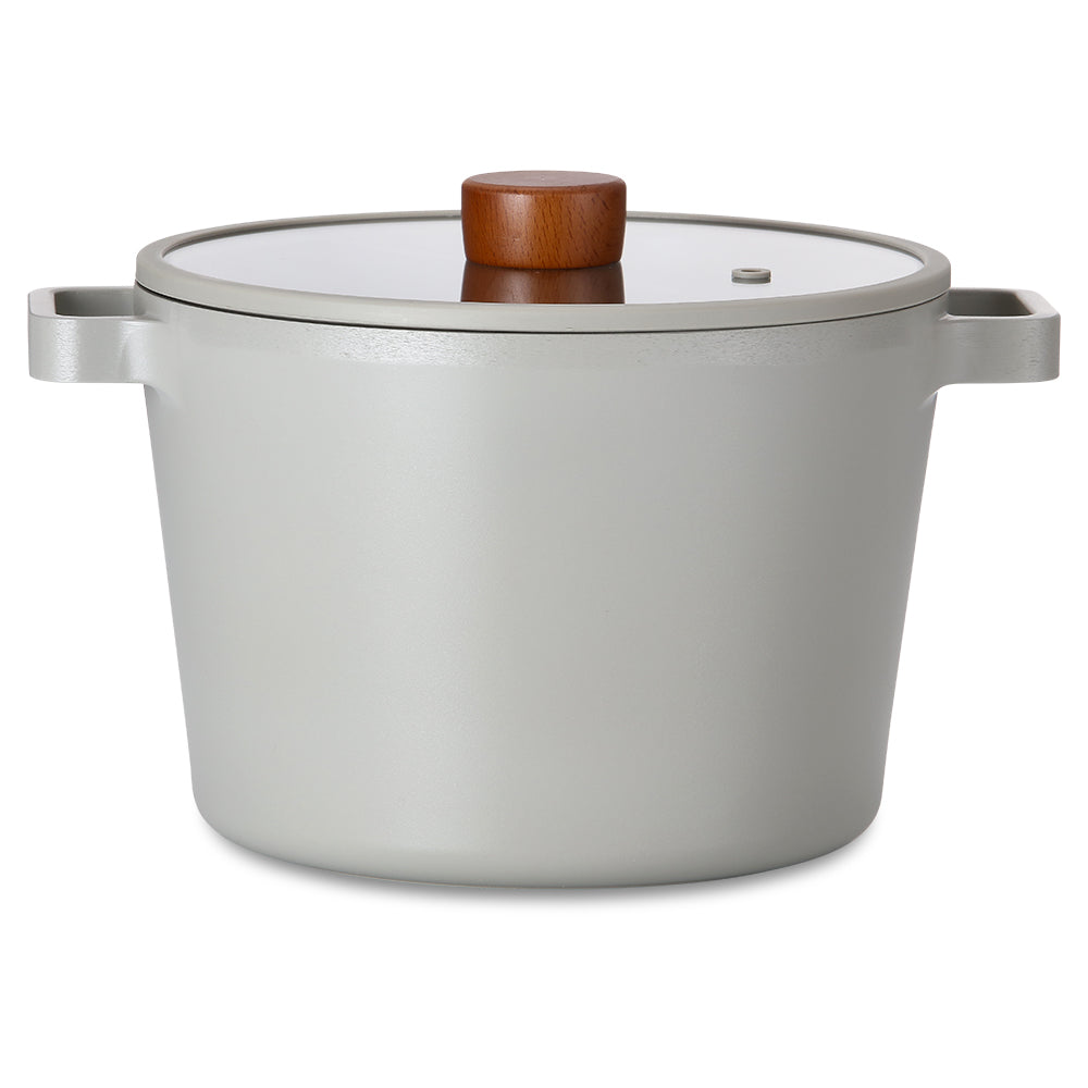 Neoflam Fika Reserve 22cm Deep Stockpot Induction with Silicon Rim Glass lid  Midnight Green
