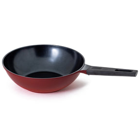 Neoflam Amie 30cm Induction Cookware Wok Pan Red with glass lid