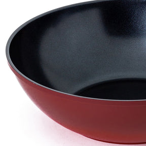 Neoflam Amie 30cm Induction Cookware Wok Pan Red with glass lid