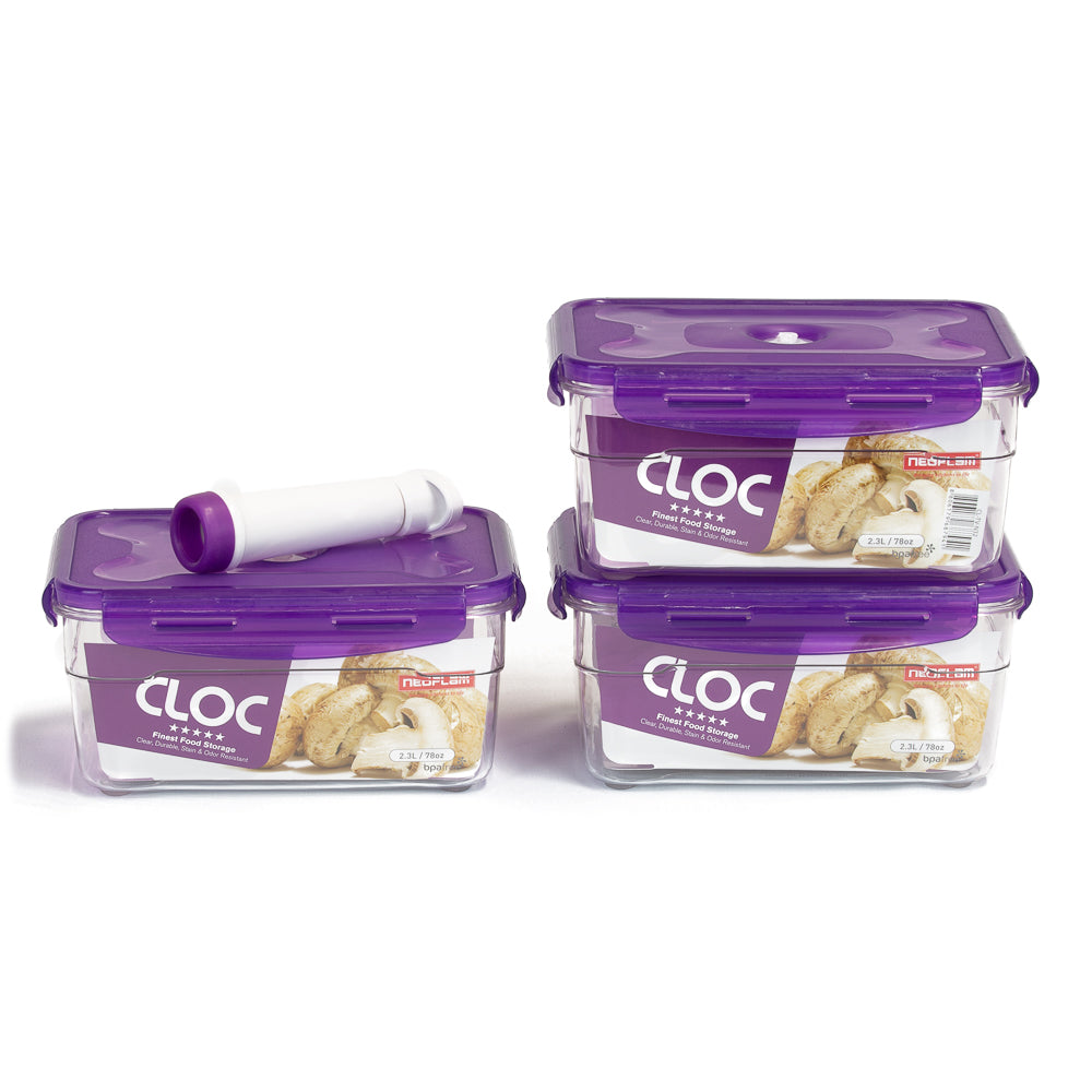 neoflam fika clik glass food storage containers set (set of 3)