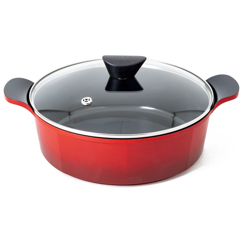 Neoflam Venn Red Induction set 3 Piece 24, 28cm Casserole and 28 Low Casserole