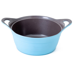 Neoflam Nature Chef Roca 20cm Casserole Induction with Die-Cast Lid and Glass Lid Light Blue