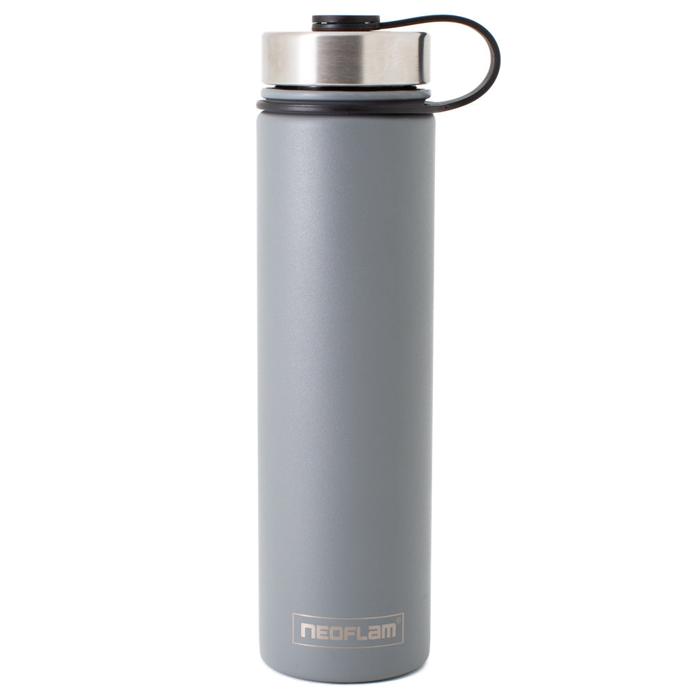 750ml Neoflam Skinny Stainless Steel Double Walled and Vacuum Insulated Water Bottle Grey