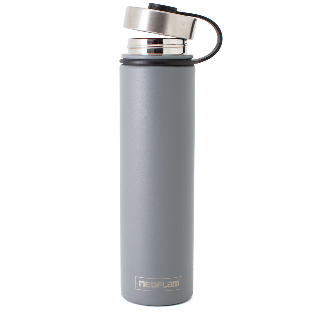 750ml Neoflam Skinny Stainless Steel Double Walled and Vacuum Insulated Water Bottle Grey