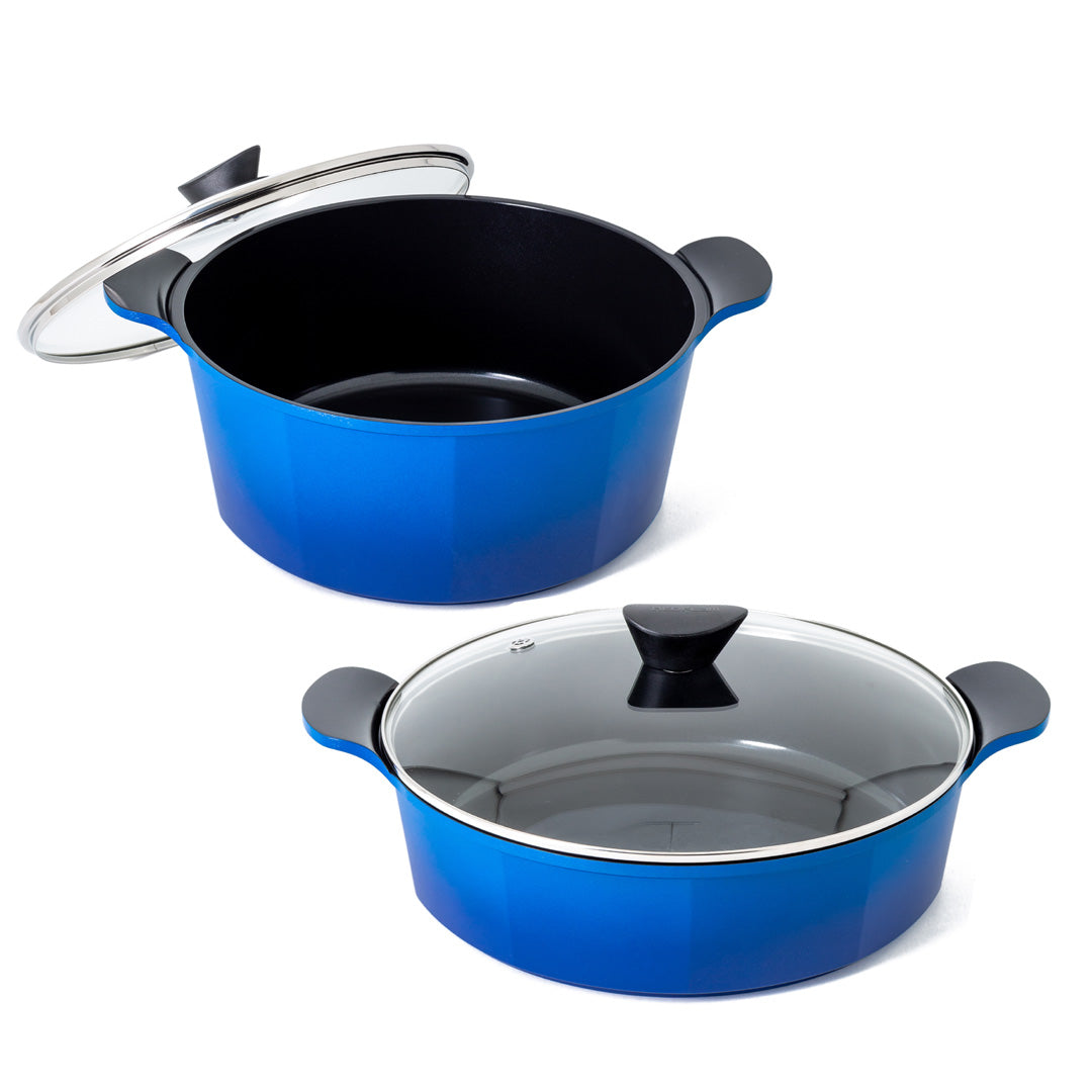 Neoflam Venn 2 Piece Set 32cm Low & 32cm Casseroles Induction Blue