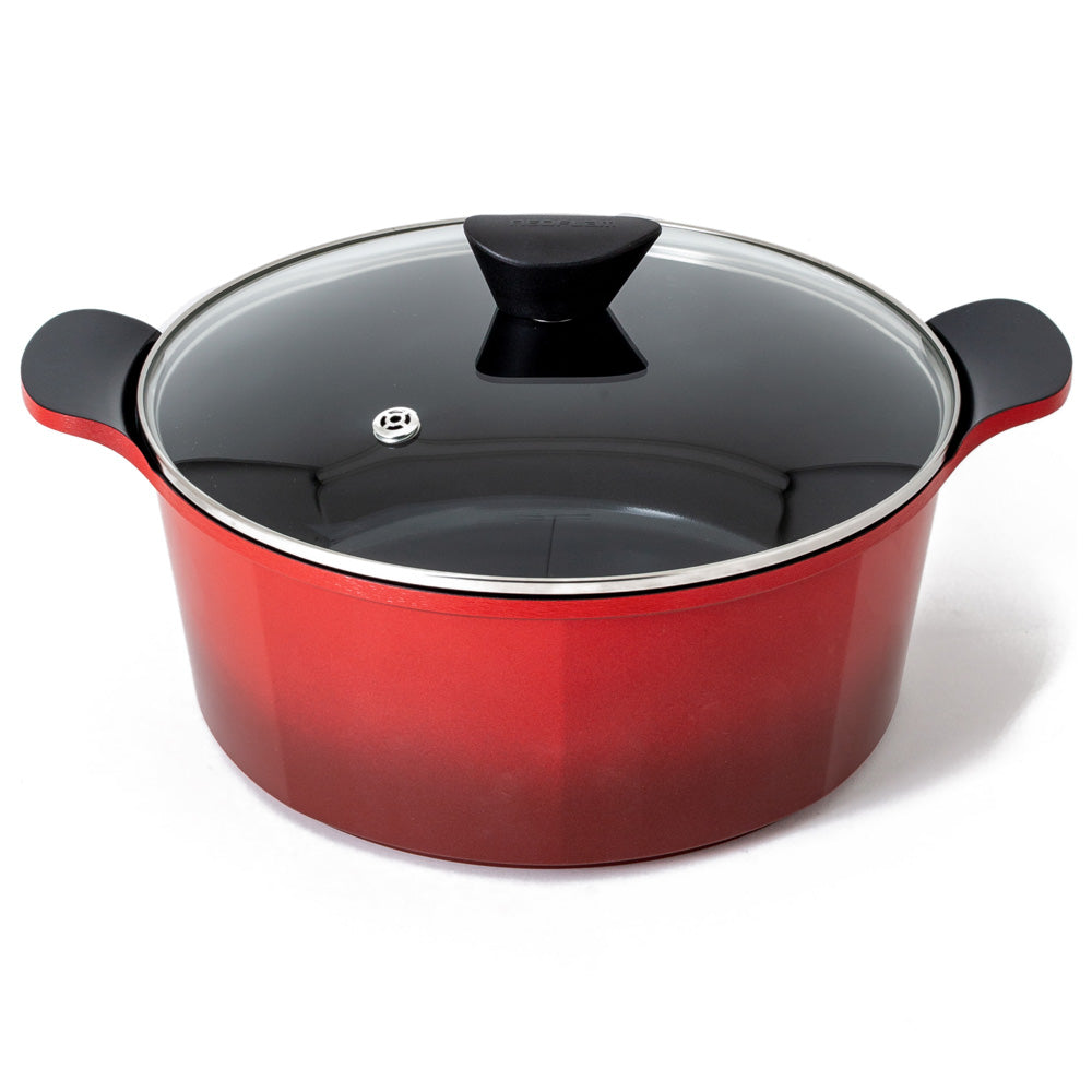 Neoflam Venn Red Induction set 3 Piece 24, 28cm Casserole and 28 Low Casserole