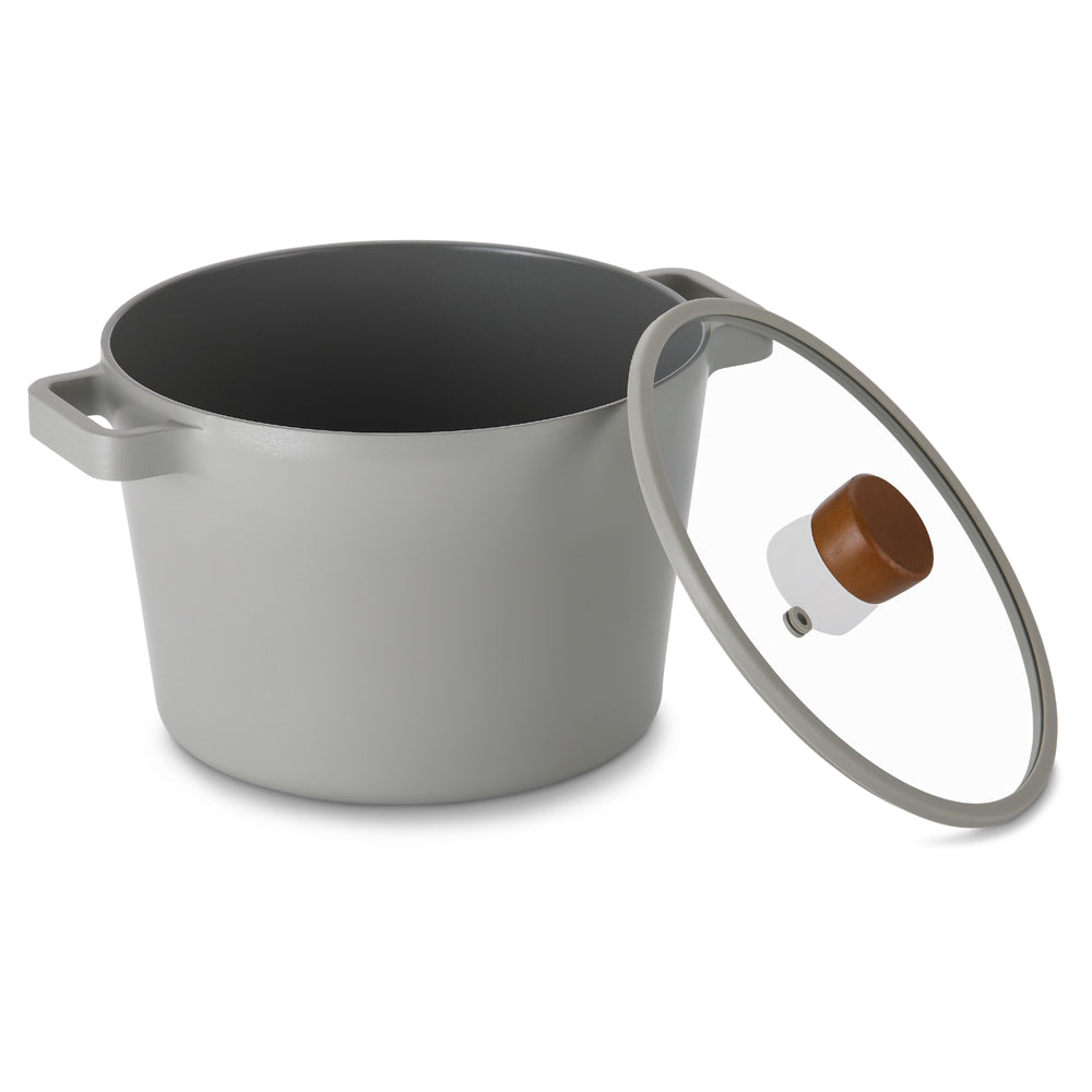 Neoflam Fika Reserve 22cm Deep Stockpot Induction with Silicon Rim Glass lid  Midnight Green